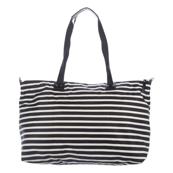 Kate Spade New York Bon Voyage Foldable Travel Duffle Bag β Black & White Stripe - Picture 5 of 17